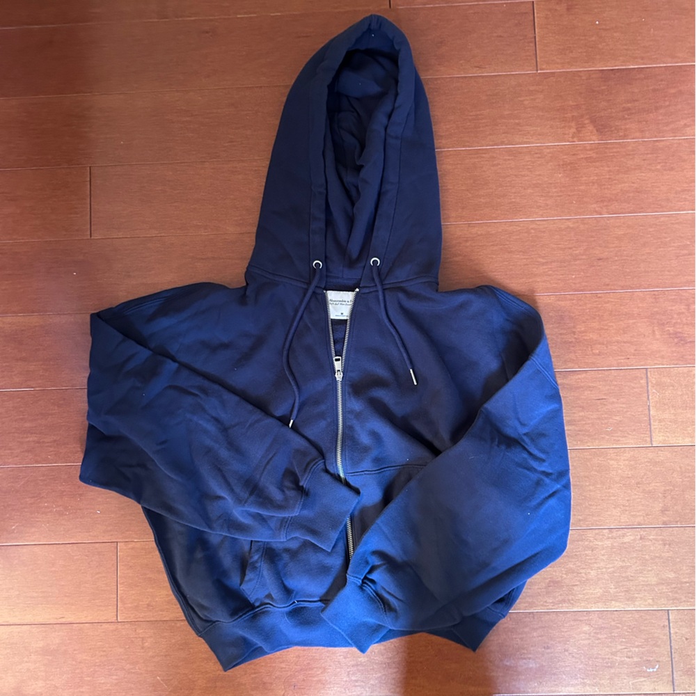 Abercrombie & Fitch Navy Full-Zip Hooded Sweatshirt